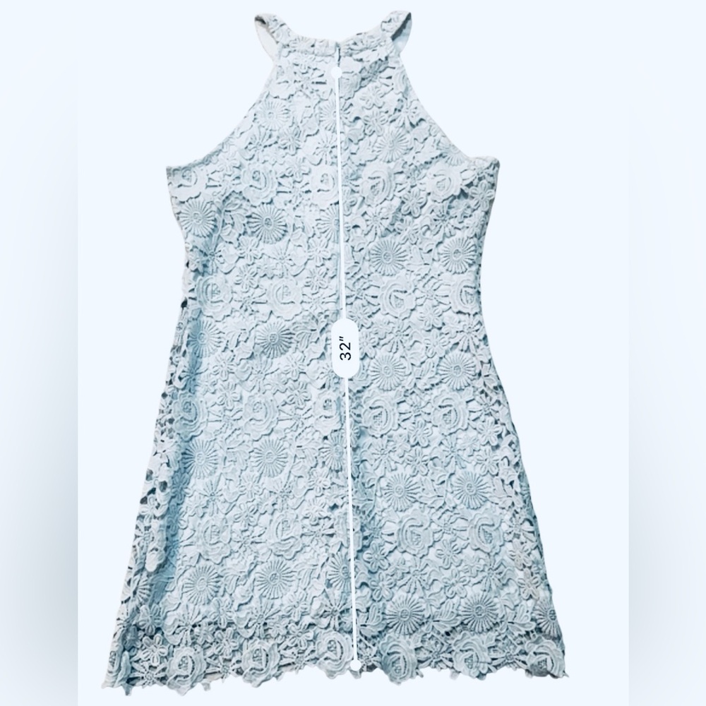 Lulu's Light Blue Lace Halter Mini Dress - Picture 8 of 8